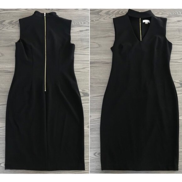 CALVIN KLEIN Front Keyhole Black Sheath Dress - Picture 4 of 8